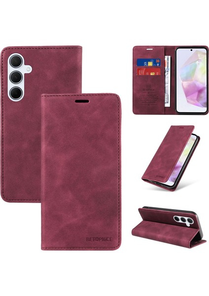 Compatible With Samsung Galaxy M35 Wallet Leather-Rfıd Blocking Card Holders-Shockproof Tpu Flip Cover (Yurt Dışından)