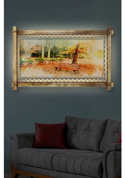 Marsilyan- Bank LED Işıklı Rustik Kanvas Tablo O