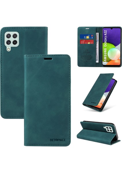 Compatible With Samsung Galaxy A22 4g Wallet Leather-Rfıd Blocking Card Holders-Shockproof Tpu Flip Cover (Yurt Dışından)