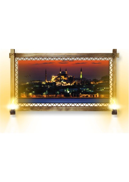 Marsilyan- Rustik Işıklı Istanbul Camii Kanvas Rustik Tablo O