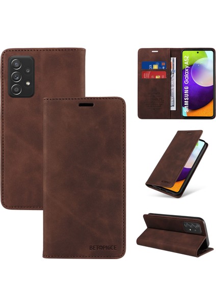 Compatible With Samsung Galaxy A52S Wallet Leather-Rfıd Blocking Card Holders-Shockproof Tpu Flip Cover (Yurt Dışından)