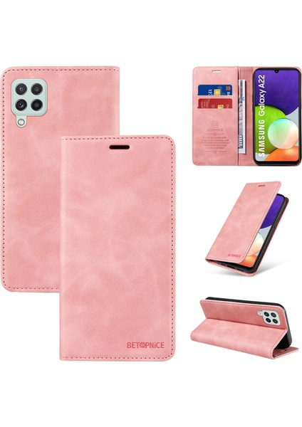 Compatible With Samsung Galaxy A22 4g Wallet Leather-Rfıd Blocking Card Holders-Shockproof Tpu Flip Cover (Yurt Dışından)