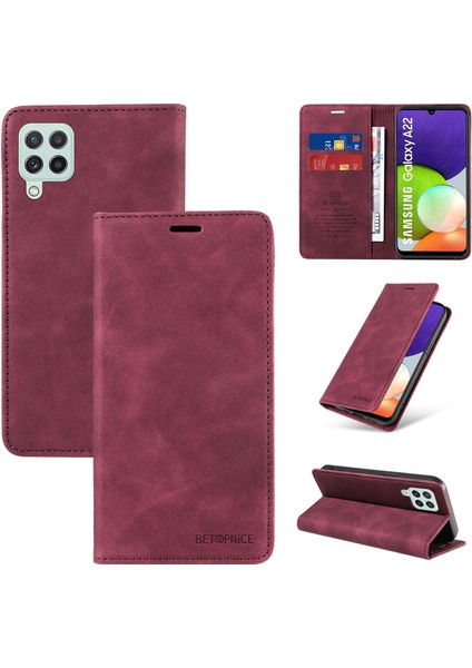Compatible With Samsung Galaxy A22 4g Wallet Leather-Rfıd Blocking Card Holders-Shockproof Tpu Flip Cover (Yurt Dışından)