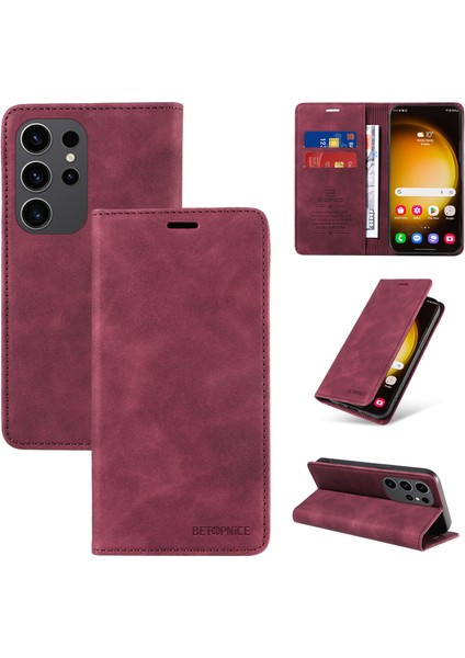 Compatible With Samsung Galaxy S24 Ultra Wallet Leather-Rfıd Blocking Card Holders-Shockproof Tpu Flip Cover (Yurt Dışından)
