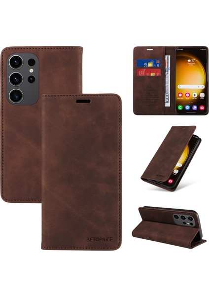 Compatible With Samsung Galaxy S24 Ultra Wallet Leather-Rfıd Blocking Card Holders-Shockproof Tpu Flip Cover (Yurt Dışından)