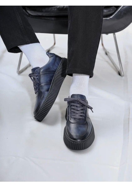 Montrax Model Hakiki Deri El Yapımı Lacivert Erkek Sneaker fiyatları