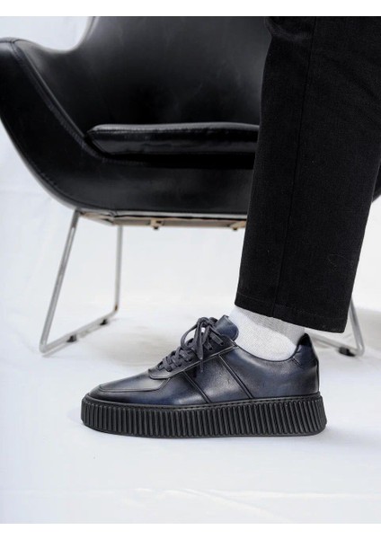 Montrax Model Hakiki Deri El Yapımı Lacivert Erkek Sneaker fırsatları