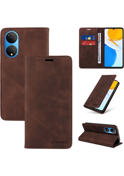 Compatible With Honor X7A 4g Wallet Leather-Rfıd Blocking Card Holders-Shockproof Tpu Flip Cover (Yurt Dışından)