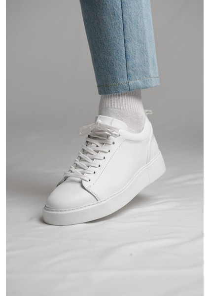 Dina Model Hakiki Deri El Yapımı Erkek Beyaz Sneakers Ayakkabı fırsatları