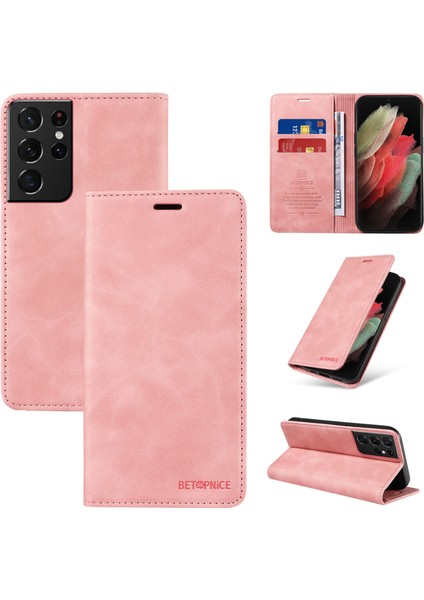 Compatible With Samsung Galaxy S21 Ultra Wallet Leather-Rfıd Blocking Card Holders-Shockproof Tpu Flip Cover (Yurt Dışından)