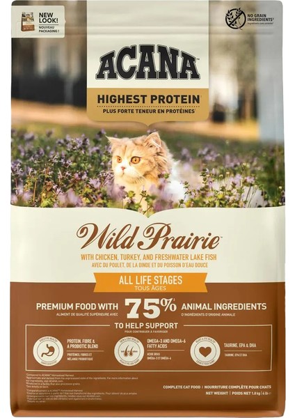 Wild Prairie Tavuklu ve Balıklı Tahılsız Kedi Maması 1,8kg