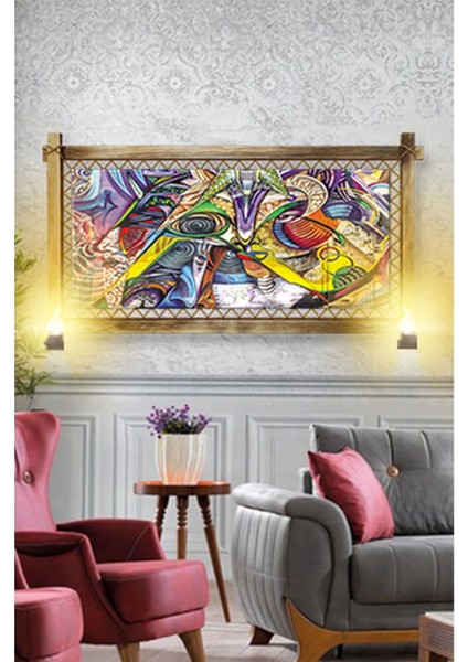 - Rustik Işıklı Soyut Kanvas Rustik Tablo B modelleri