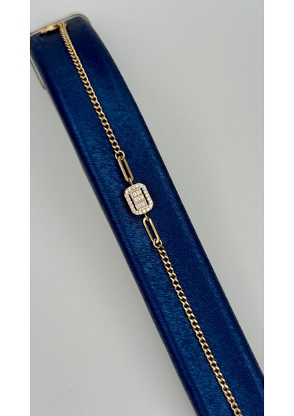 14 Ayar Altın Baget Taşlı Gurmet Bileklik fiyatları