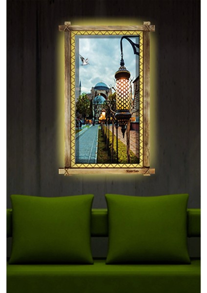 Marsilyan- Istanbul LED Işıklı Rustik Kanvas Tablo K