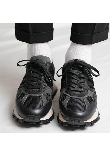 Flex Model Hakiki Deri El Yapımı Siyah Erkek Sneaker fiyatları