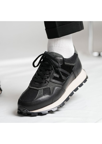 Flex Model Hakiki Deri El Yapımı Siyah Erkek Sneaker modelleri
