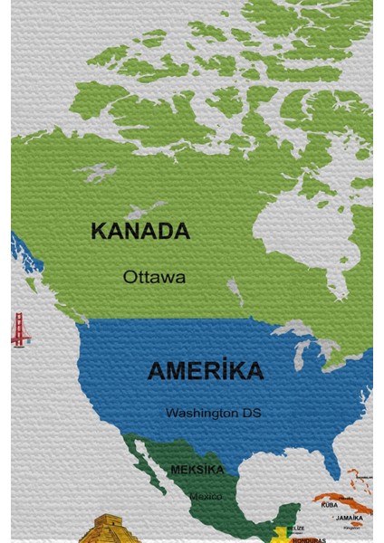 Marsilyan- Duvar Örtüsü / Halısı Bayrak Detaylı Türkçe Güncel Dünya Haritası -3969 fırsatları