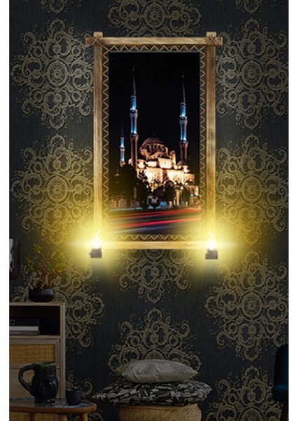 Marsilyan- Rustik Işıklı Camii Kanvas Rustik Tablo K fiyatları