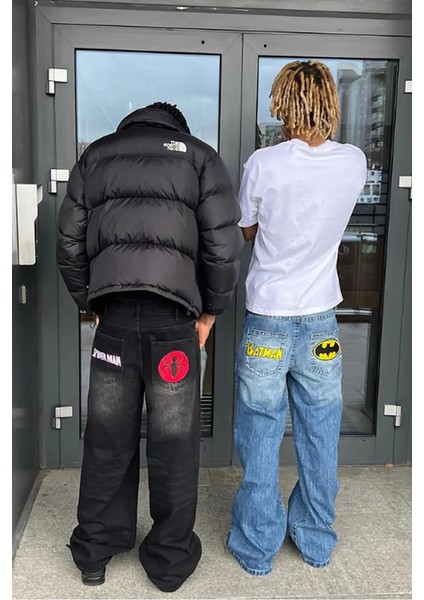Mavi Yarasa Taşlamalı Harajuku Baggy Pantolon modelleri