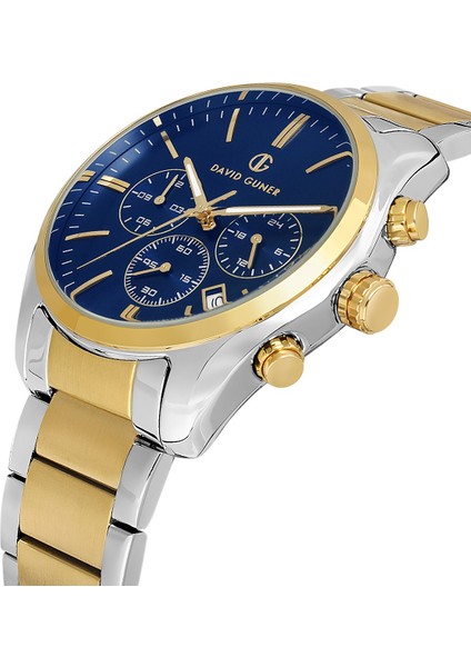 Davıd Guner Sarı Beyaz Kaplamalı Mavi Kadranlı Erkek Kol Saati DG-8700GA-D3 modelleri