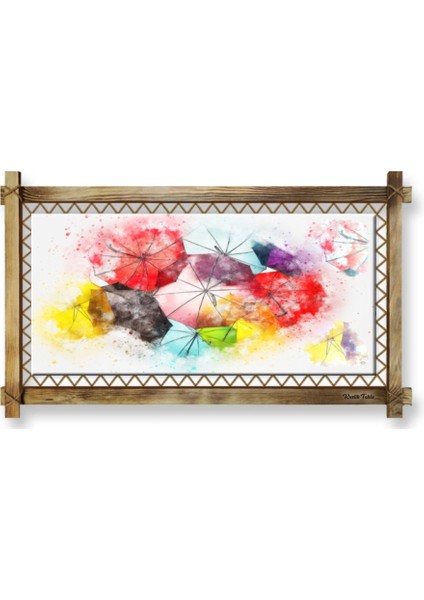 Marsilyan- Renkli Şemsiye LED Işıklı Rustik Kanvas Tablo B fiyatları