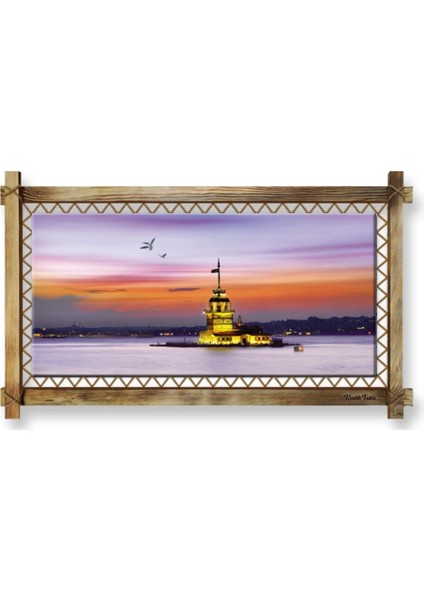 - Kız Kulesi LED Işıklı Rustik Kanvas Tablo B fiyatları