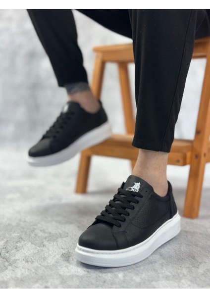 ET0423 Kalın Yüksek Taban Siyah Bağcıklı Spor Erkek Ayakkabı fırsatları