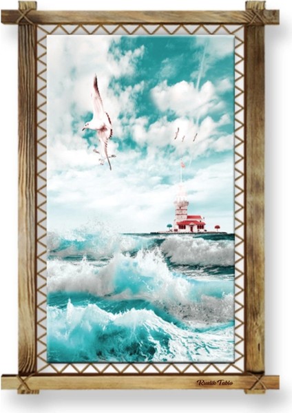 Marsilyan- Kız Kulesi LED Işıklı Rustik Kanvas Tablo O fiyatları