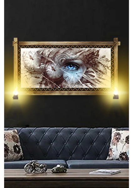 - Rustik Işıklı Soyut Göz Kanvas Rustik Tablo B modelleri