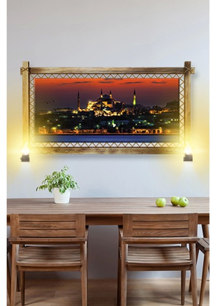- Rustik Işıklı Istanbul Camii Kanvas Rustik Tablo K