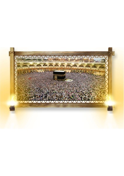 - Rustik Işıklı Kabe Kanvas Rustik Tablo K