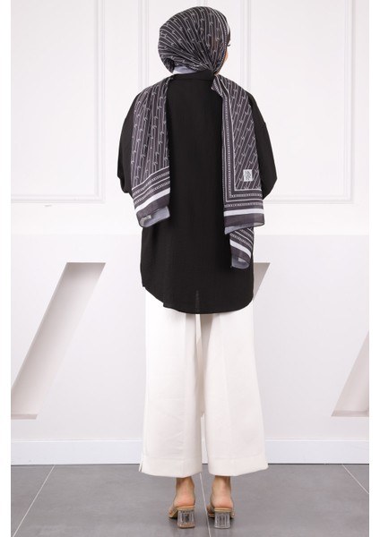 Siyah Ön Bağlamalı Içlikli Kimono 2'li Takım