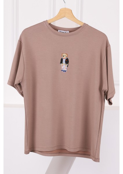 Vizon Nakışlı Modal Kısa Kol T-Shirt