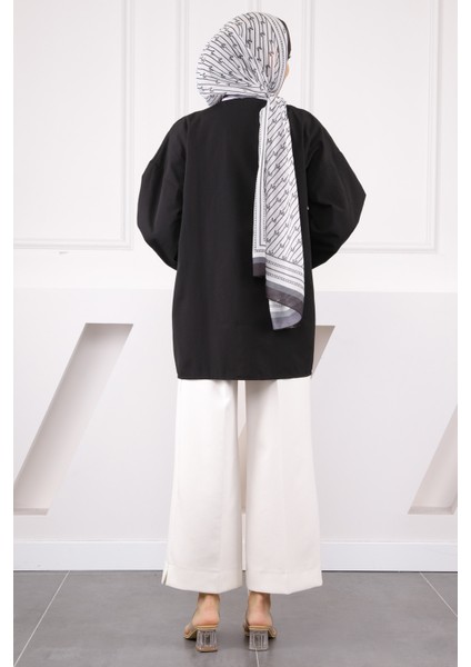 Siyah Ön Bağlamalı Kimono