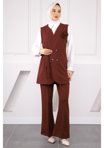 Bordo Gömlek Yelek Pantolonlu 3'lü Kombin Takım fiyatları