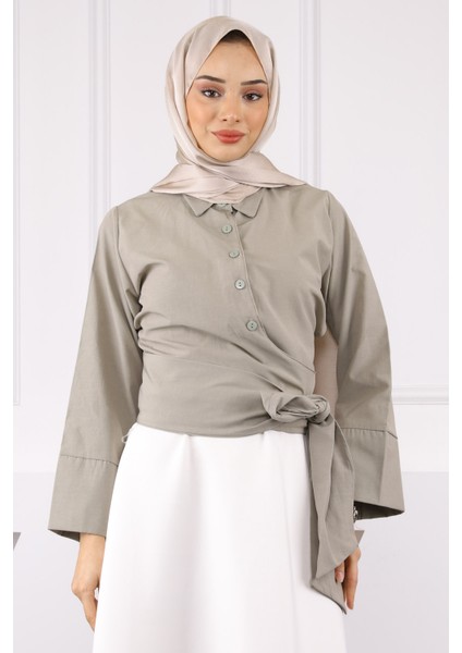 Haki Bel Bağlamalı Gömlek fiyatları
