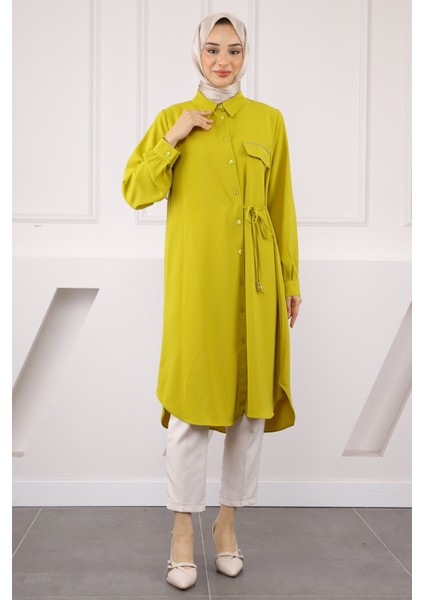 Yağ Yeşili Yan Bağlamalı Linda Tunik fiyatları