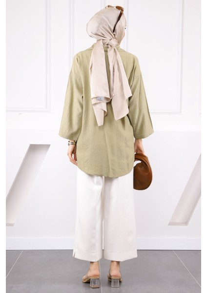 Haki Ön Bağlamalı İçlikli Kimono fırsatları