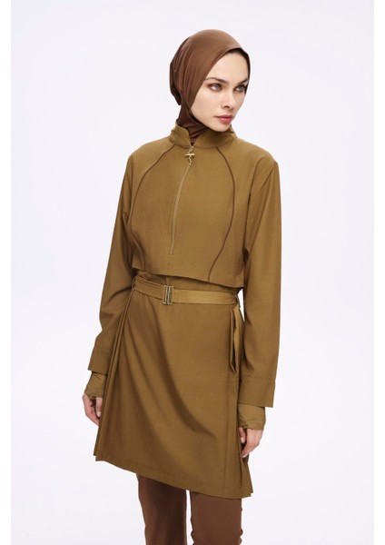 Kemer Toka Detaylı Yağ Yeşili 5 Parça Tam Tesettür Mayo Takımı 5034 modelleri