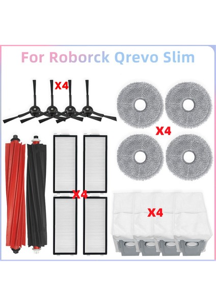 Roborock Qrevo Slim Vakum Yedek Parçaları Ana Silindir Yan Fırça Hepa Filtre Paspas Bezi Toz Torbası Aksesuarları (Yurt Dışından)