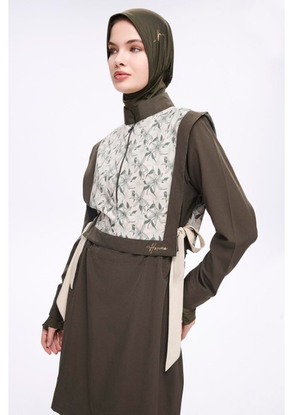 Kurdela Detaylı Haki 5 Parça Tam Tesettür Mayo Takımı 5008 modelleri
