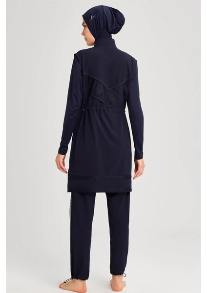 File Detaylı Lacivert 5 Parça Tam Tesettür Mayo Takımı 2853 indirimleri