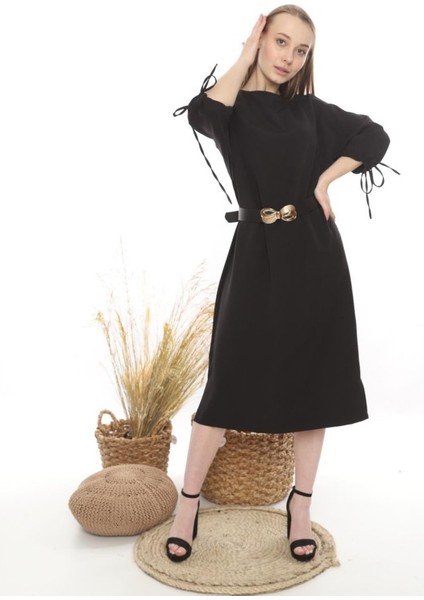 Siyah Topshop Yırtmaçlı Elbise