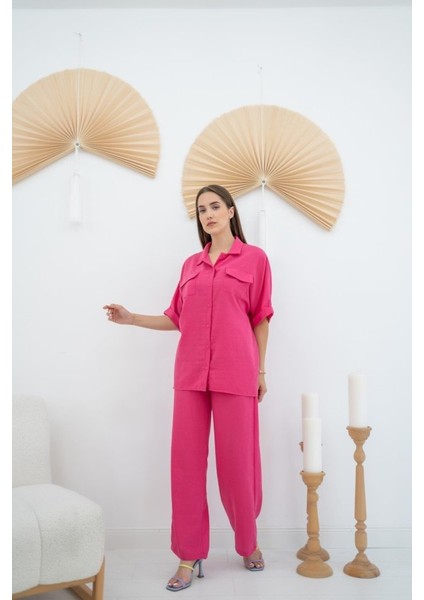 Fuşya Gömlek ve Pantolon Takım