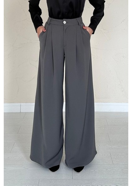 Füme Pileli Comfort Pantolon