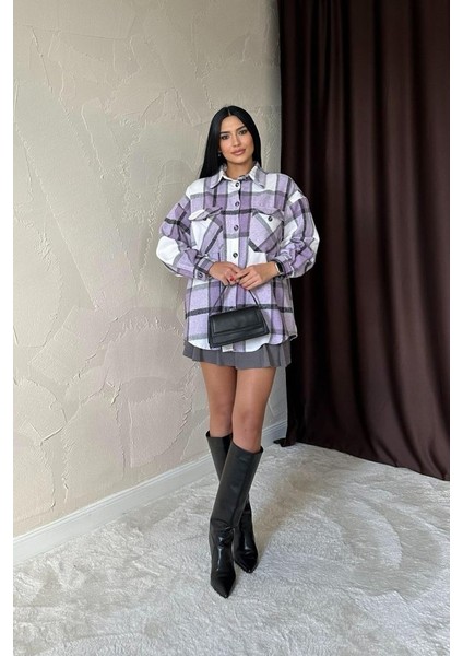 Lila Cepli Oduncu Gömlek