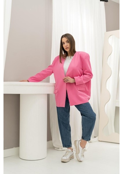 Pembe Eteği Lastikli Ceket