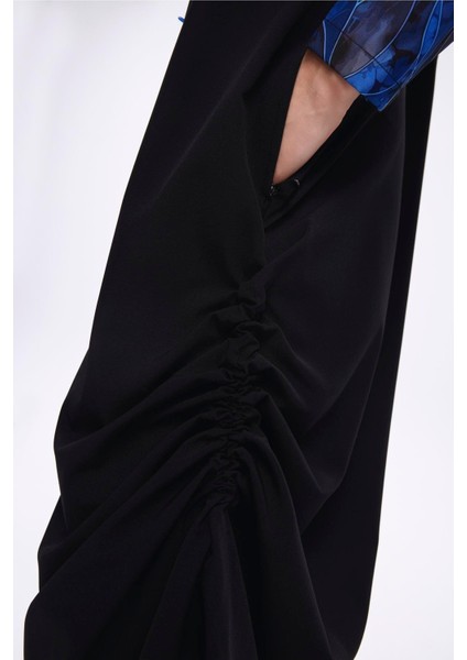 Tam Boy Kolları Desenli Siyah 5 Parça Tam Tesettür Mayo Takımı 5016 indirimleri