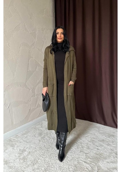 Haki Arkası Yazılı Hırka
