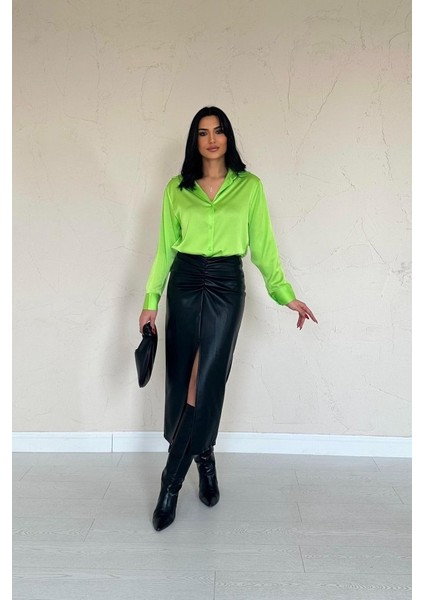 Neon Saten Gömlek